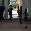 Greta sweeping the courtyard  how helpful